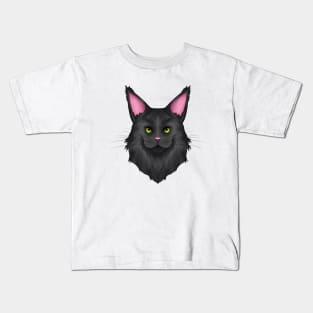 Black Maine Coon Cat Kids T-Shirt